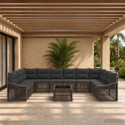 Havesofa Sæt 11 stk. Grå polyrattan