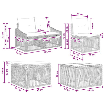 Havesofa Sæt 11 stk. Sort polyrattan