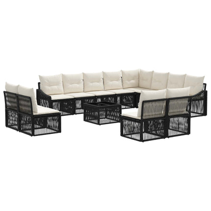 Havesofa Sæt 13 stk. Sort polyrattan