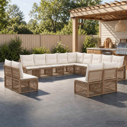 Havesofa Sæt 13 stk. Beige polyrattan