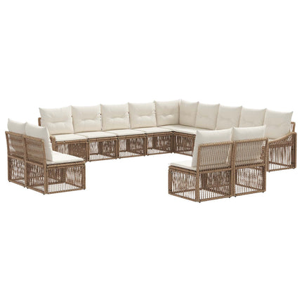 Havesofa Sæt 13 stk. Beige polyrattan