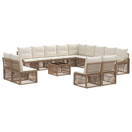 Havesofa Sæt 14 stk. Beige polyrattan