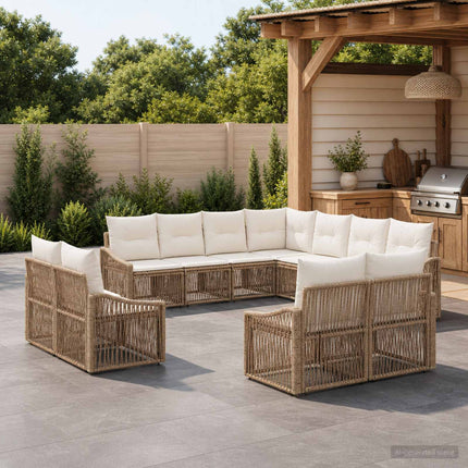 Havesofa Sæt 11 stk. Beige polyrattan