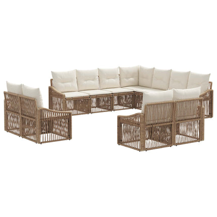 Havesofa Sæt 11 stk. Beige polyrattan