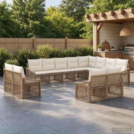 Havesofa Sæt 12 stk. Beige polyrattan