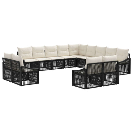 Havesofa Sæt 13 stk. Sort polyrattan