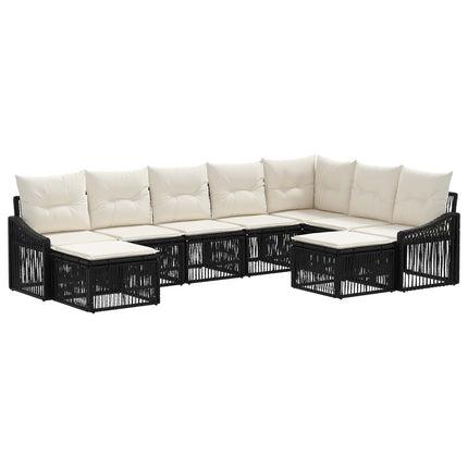 Havesofa Sæt 9 stk. Sort polyrattan