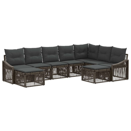 Havesofa Sæt 9 stk. Grå polyrattan