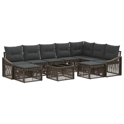 Havesofa Sæt 10 stk. Grå polyrattan