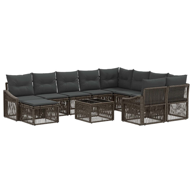Havesofa Sæt 11 stk. Grå polyrattan