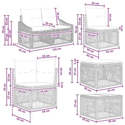 Havesofa Sæt 12 stk. Sort polyrattan