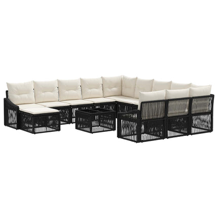 Havesofa Sæt 13 stk. Sort polyrattan