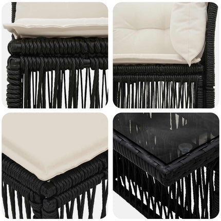 Havesofa Sæt 4 stk. Sort polyrattan