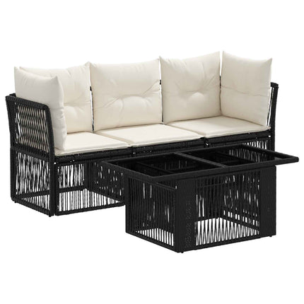 Havesofa Sæt 4 stk. Sort polyrattan