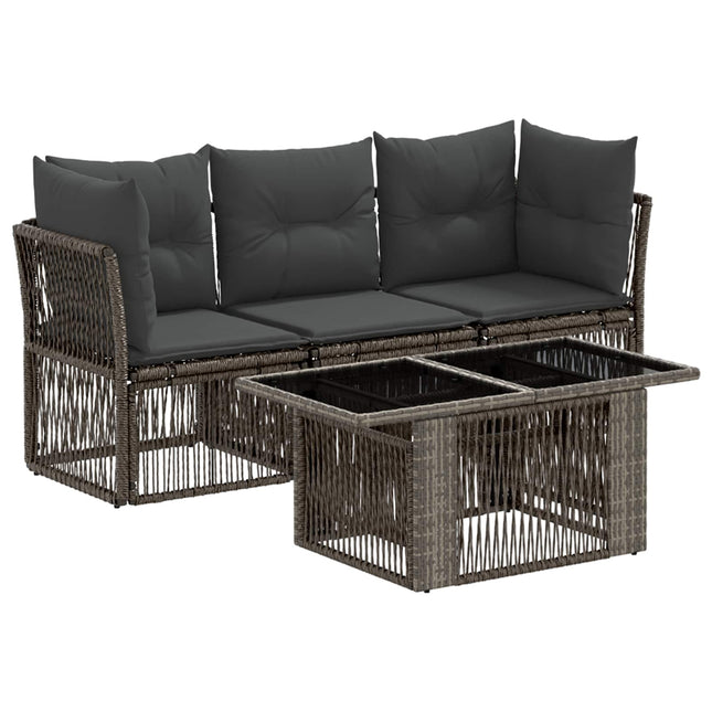 Havesofa Sæt 4 stk. Grå polyrattan