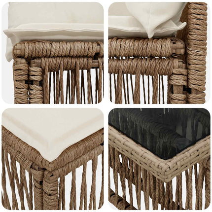 Havesofa Sæt 4 stk. Beige polyrattan