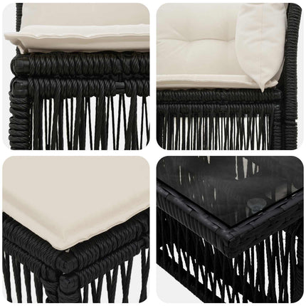 Havesofa Sæt 5 stk. Sort polyrattan