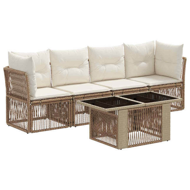Havesofa Sæt 5 stk. Beige polyrattan