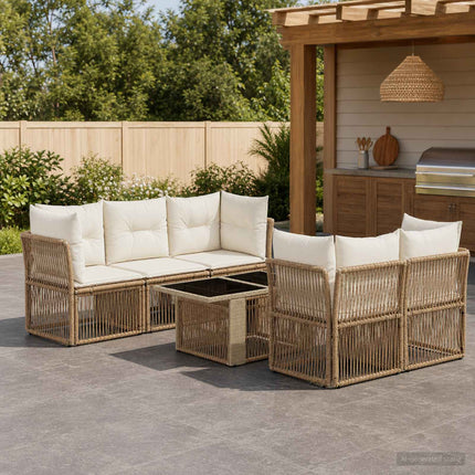 Havesofa Sæt 6 stk. Beige polyrattan