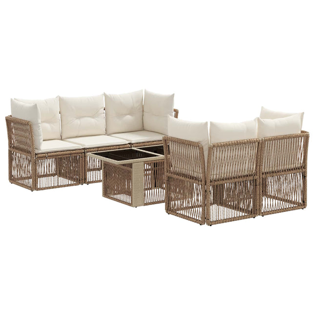 Havesofa Sæt 6 stk. Beige polyrattan