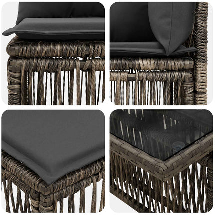 Havesofa Sæt 7 stk. Grå polyrattan