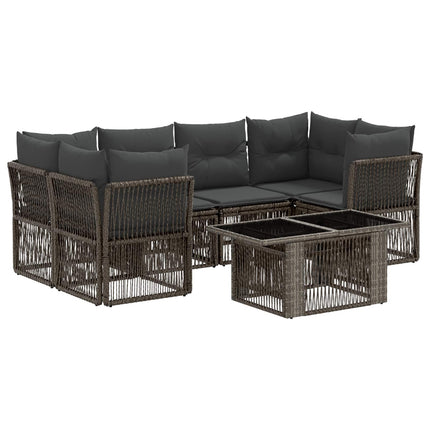 Havesofa Sæt 7 stk. Grå polyrattan