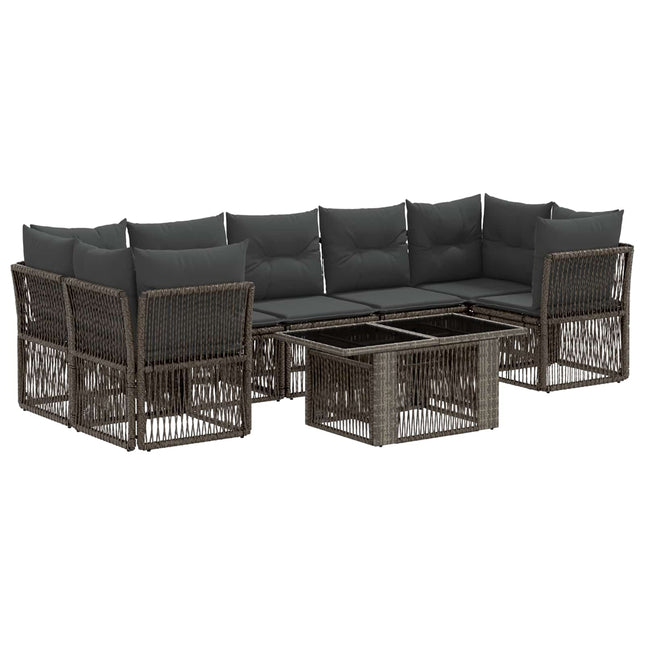 Havesofa Sæt 8 stk. Grå polyrattan
