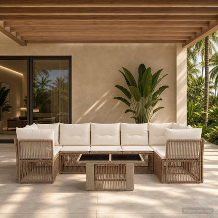 Havesofa Sæt 8 stk. Beige polyrattan
