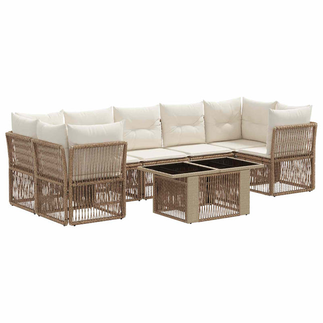 Havesofa Sæt 8 stk. Beige polyrattan