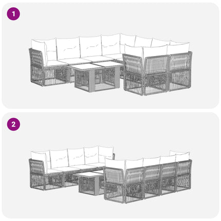 Havesofa Sæt 9 stk. Grå polyrattan