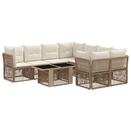 Havesofa Sæt 9 stk. Beige polyrattan