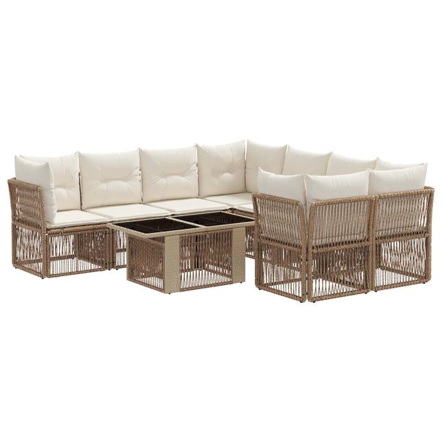Havesofa Sæt 9 stk. Beige polyrattan