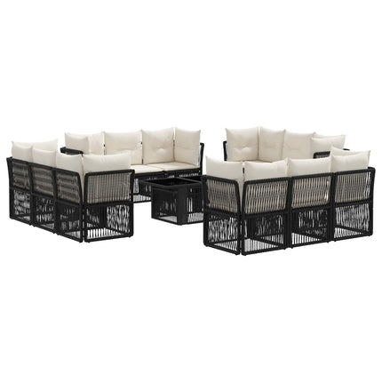 Havesofa Sæt 13 stk. Sort polyrattan