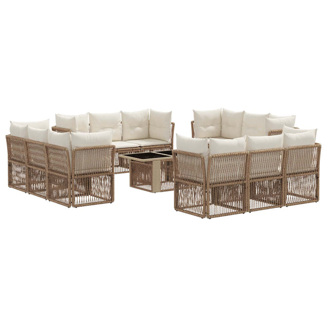 Havesofa Sæt 13 stk. Beige polyrattan
