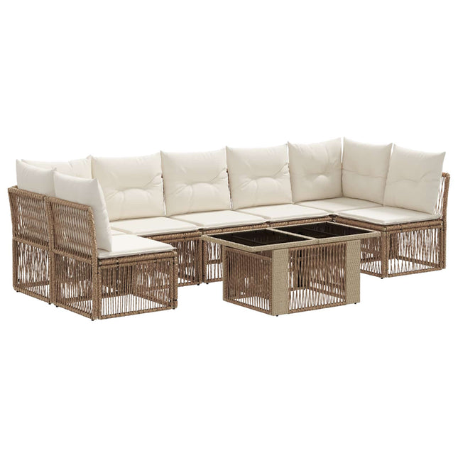 Havesofa Sæt 7 stk. Beige polyrattan