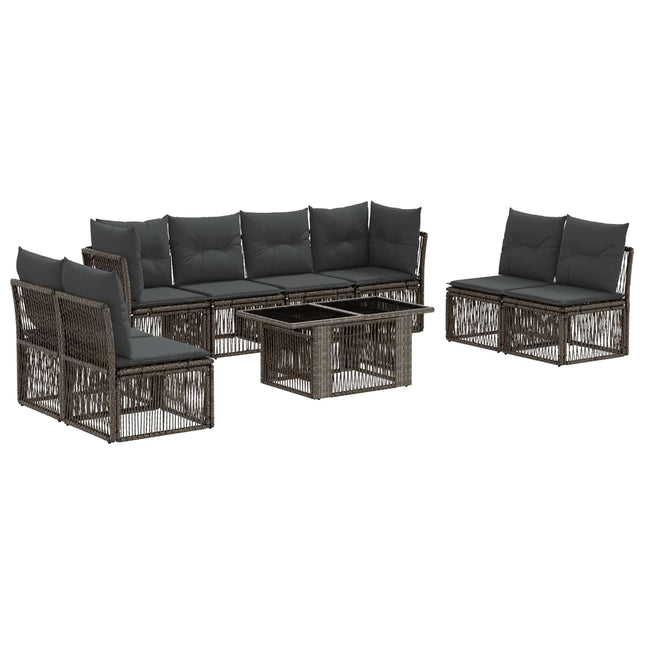 Havesofa Sæt 9 stk. Grå polyrattan