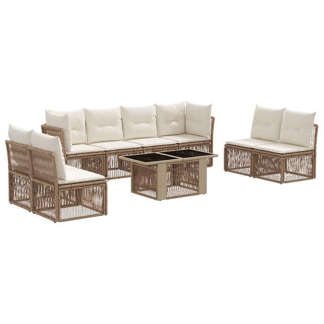 Havesofa Sæt 9 stk. Beige polyrattan