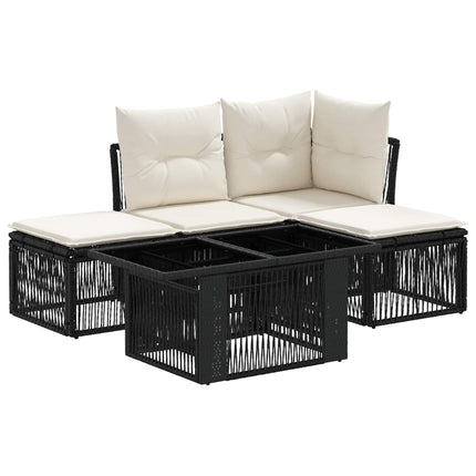Havesofa Sæt 5 stk. Sort polyrattan