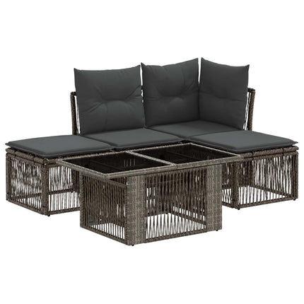 Havesofa Sæt 5 stk. Grå polyrattan