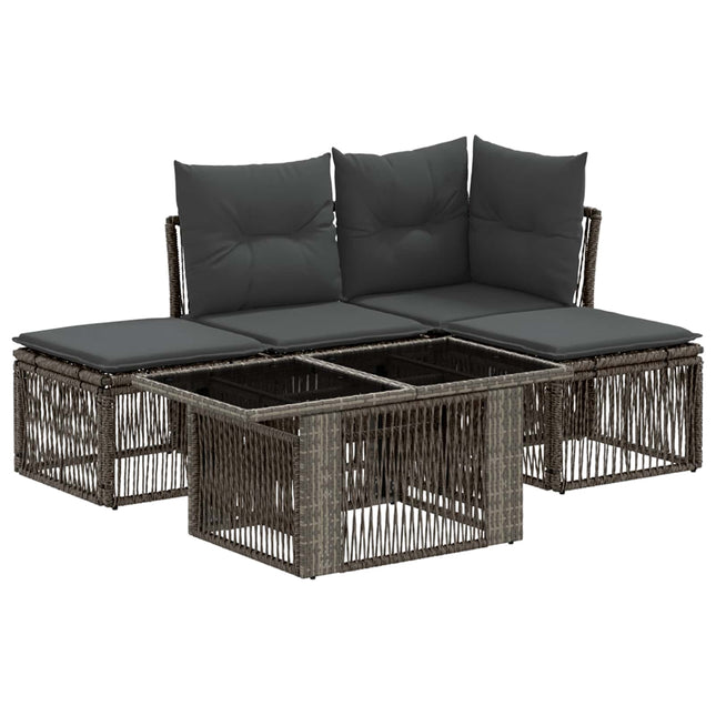 Havesofa Sæt 5 stk. Grå polyrattan