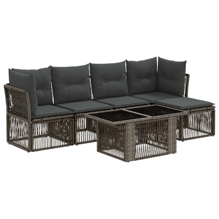 Havesofa Sæt 6 stk. Grå polyrattan