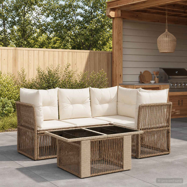 Havesofa Sæt 5 stk. Beige polyrattan