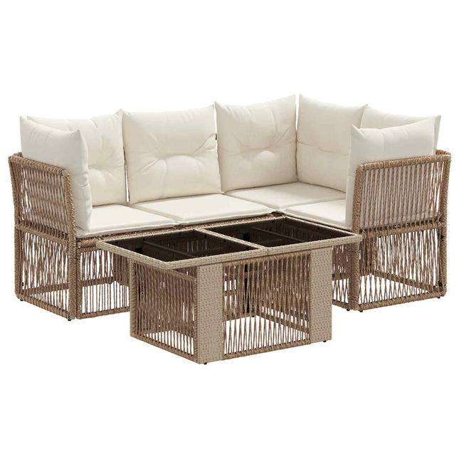 Havesofa Sæt 5 stk. Beige polyrattan