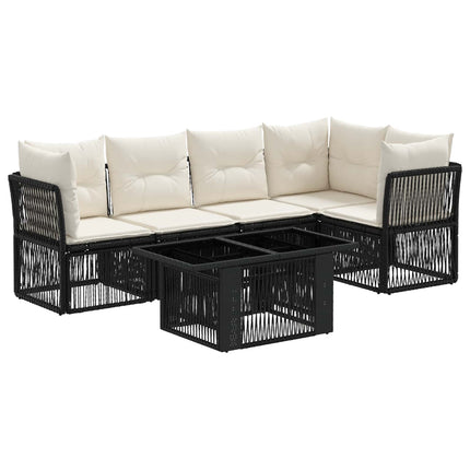 Havesofa Sæt 6 stk. Sort polyrattan