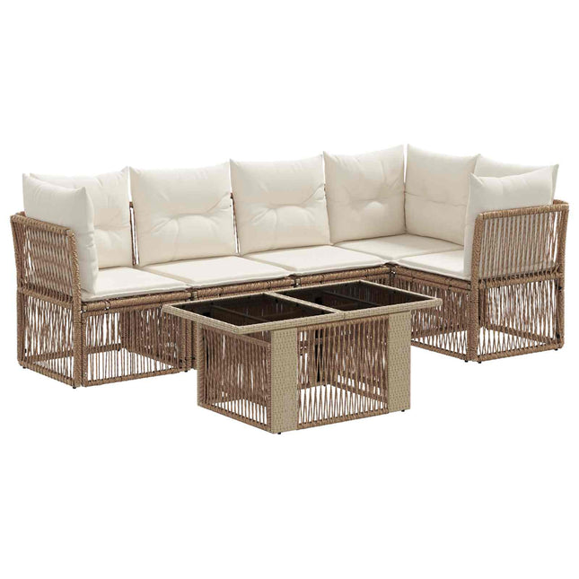 Havesofa Sæt 6 stk. Beige polyrattan