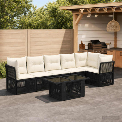 Havesofa Sæt 7 stk. Sort polyrattan