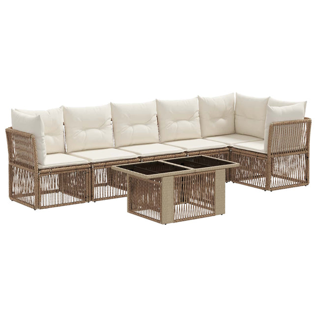Havesofa Sæt 7 stk. Beige polyrattan