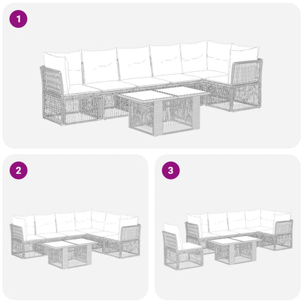 Havesofa Sæt 7 stk. Beige polyrattan