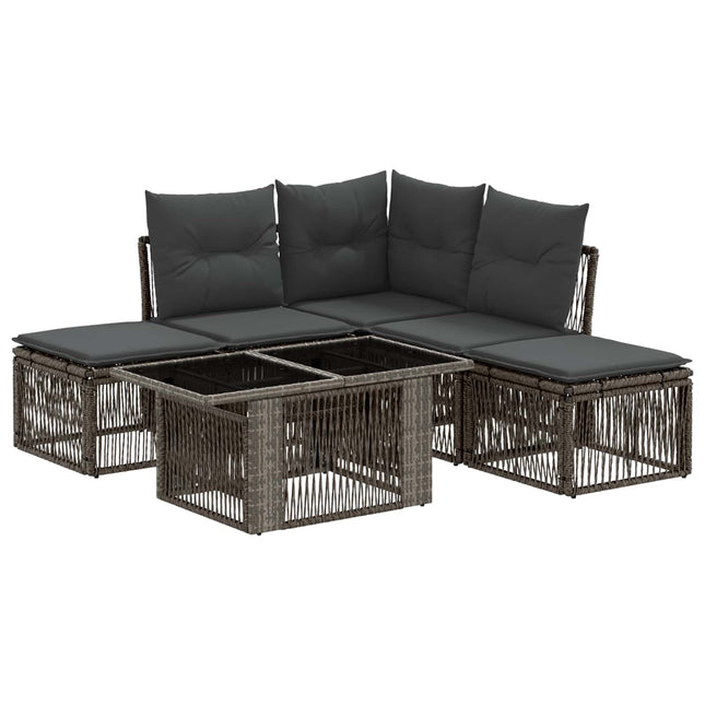 Havesofa Sæt 6 stk. Grå polyrattan