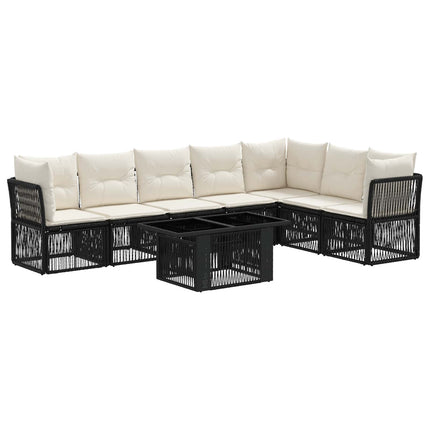 Havesofa Sæt 8 stk. Sort polyrattan